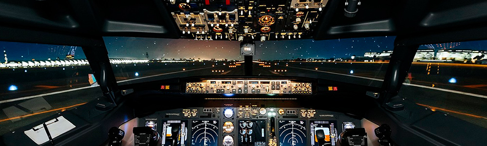 Airplane navigation controls at night